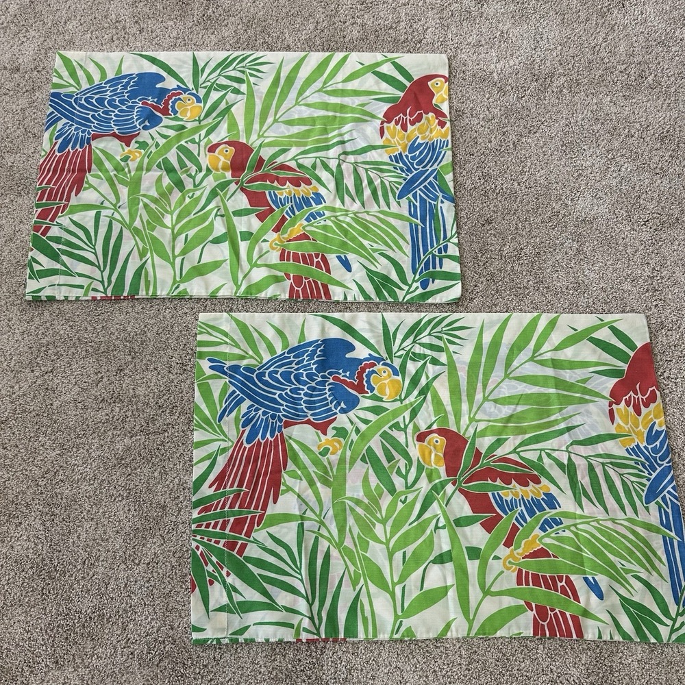 Vintage Burlington macaw parrot two standard pillowcase Pillow Cases 2 Tropical